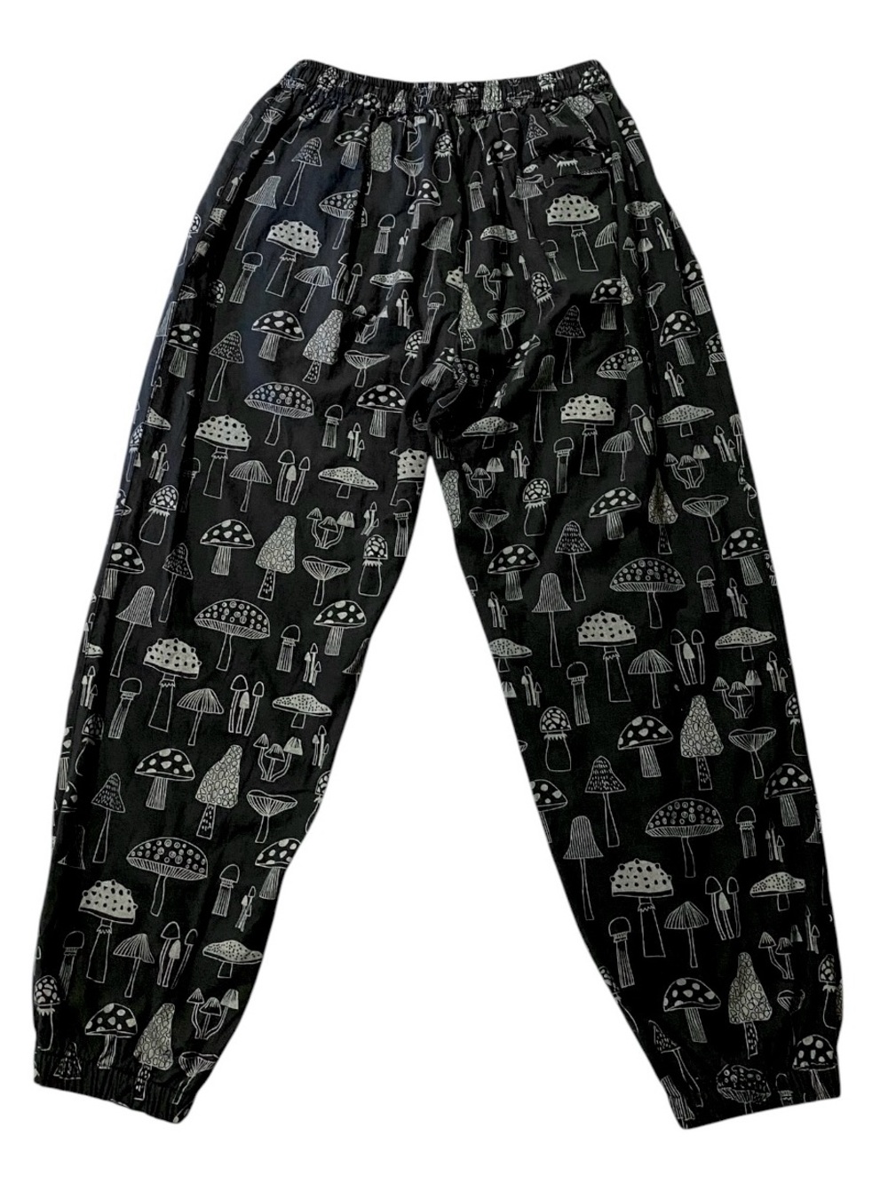 Handmade Boho Mushroom Pants Black Sz S/M Whimsical Hippie Granola Cotton Nepal - Picture 4 of 7